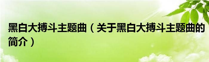 黑白大搏斗主題曲（關(guān)于黑白大搏斗主題曲的簡(jiǎn)介）