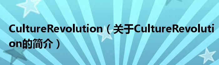 CultureRevolution（關于CultureRevolution的簡介）