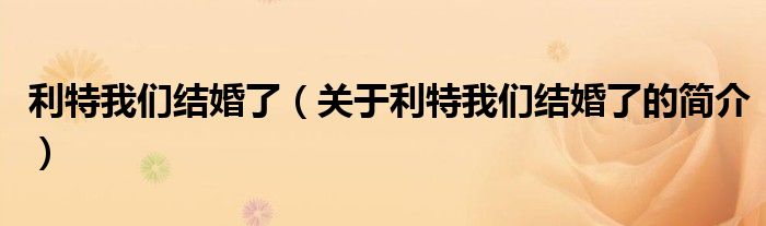 利特我們結(jié)婚了（關(guān)于利特我們結(jié)婚了的簡介）