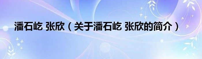 潘石屹 張欣（關(guān)于潘石屹 張欣的簡介）