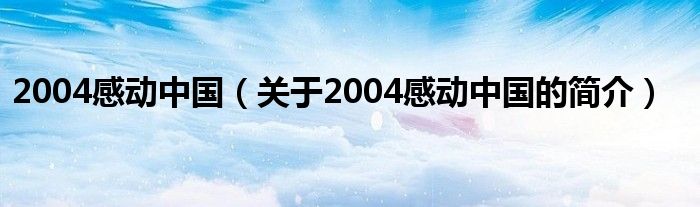 2004感動(dòng)中國(guó)（關(guān)于2004感動(dòng)中國(guó)的簡(jiǎn)介）