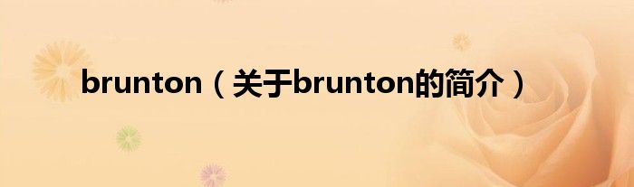 brunton（關(guān)于brunton的簡介）