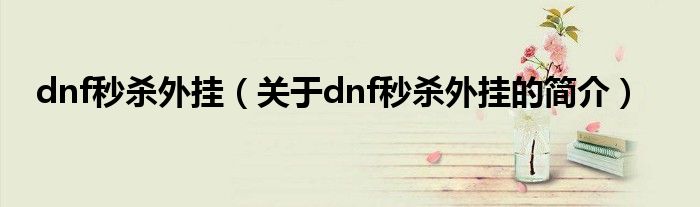 dnf秒殺外掛（關(guān)于dnf秒殺外掛的簡(jiǎn)介）