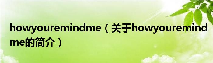 howyouremindme（關(guān)于howyouremindme的簡介）