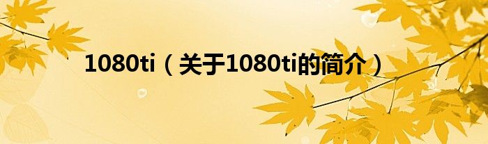 1080ti（關(guān)于1080ti的簡介）