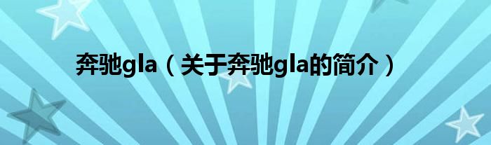 奔馳gla（關(guān)于奔馳gla的簡介）