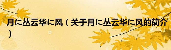 月に叢云華に風(fēng)（關(guān)于月に叢云華に風(fēng)的簡(jiǎn)介）