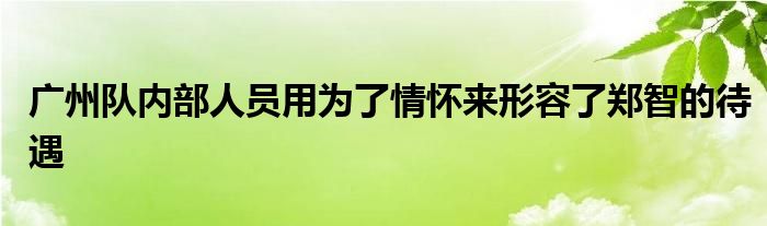 廣州隊(duì)內(nèi)部人員用為了情懷來形容了鄭智的待遇