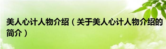 美人心計(jì)人物介紹（關(guān)于美人心計(jì)人物介紹的簡介）