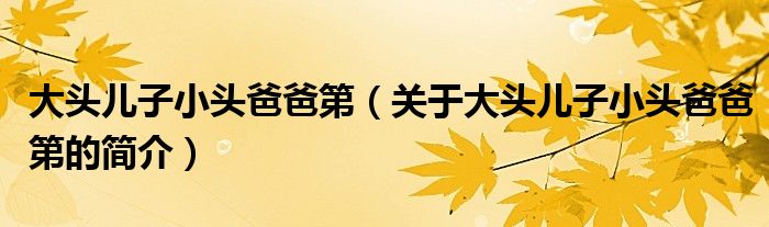 大頭兒子小頭爸爸第（關(guān)于大頭兒子小頭爸爸第的簡介）