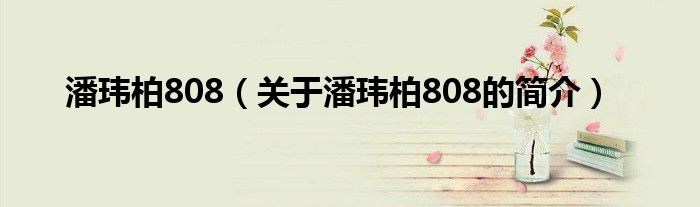 潘瑋柏808（關于潘瑋柏808的簡介）