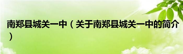 南鄭縣城關(guān)一中（關(guān)于南鄭縣城關(guān)一中的簡(jiǎn)介）