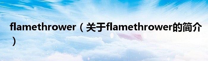 flamethrower（關于flamethrower的簡介）