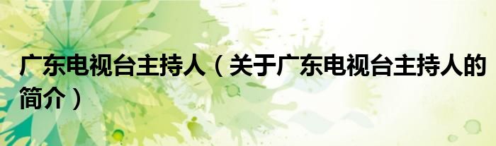 廣東電視臺主持人（關于廣東電視臺主持人的簡介）