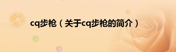 cq步槍（關(guān)于cq步槍的簡(jiǎn)介）