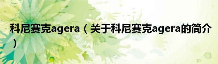 科尼賽克agera（關(guān)于科尼賽克agera的簡(jiǎn)介）