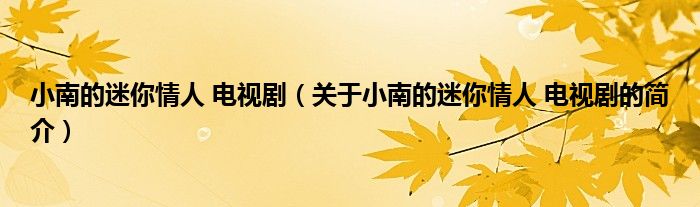 小南的迷你情人 電視?。P(guān)于小南的迷你情人 電視劇的簡(jiǎn)介）