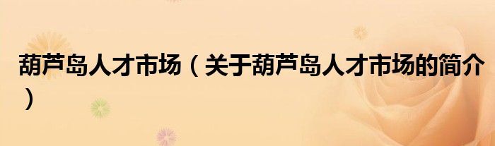 葫蘆島人才市場（關(guān)于葫蘆島人才市場的簡介）