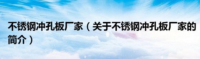 不銹鋼沖孔板廠家（關(guān)于不銹鋼沖孔板廠家的簡(jiǎn)介）