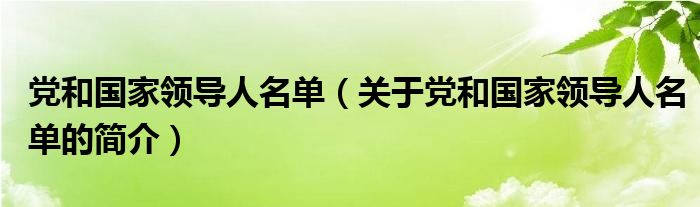 黨和國家領(lǐng)導(dǎo)人名單（關(guān)于黨和國家領(lǐng)導(dǎo)人名單的簡介）