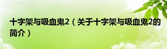 十字架與吸血鬼2（關(guān)于十字架與吸血鬼2的簡介）