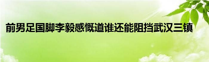 前男足國(guó)腳李毅感慨道誰還能阻擋武漢三鎮(zhèn)