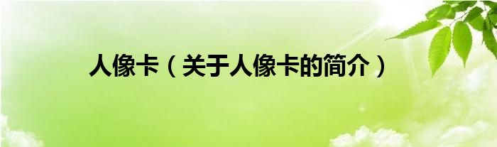 人像卡（關(guān)于人像卡的簡介）