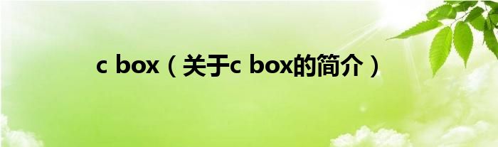 c box（關(guān)于c box的簡(jiǎn)介）