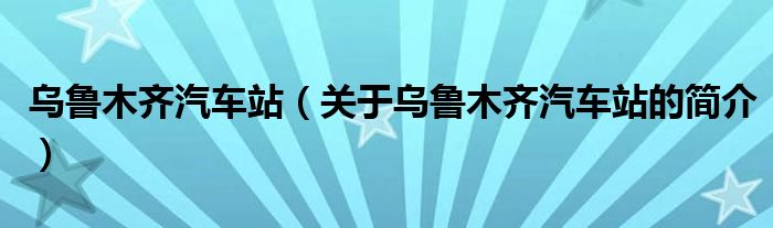 烏魯木齊汽車(chē)站（關(guān)于烏魯木齊汽車(chē)站的簡(jiǎn)介）