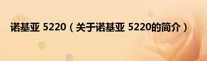 諾基亞 5220（關(guān)于諾基亞 5220的簡介）