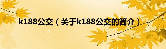 k188公交（關(guān)于k188公交的簡(jiǎn)介）