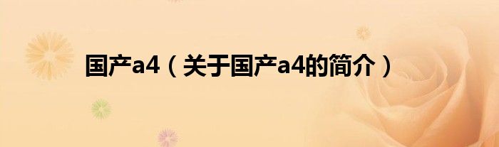 國產(chǎn)a4（關(guān)于國產(chǎn)a4的簡介）