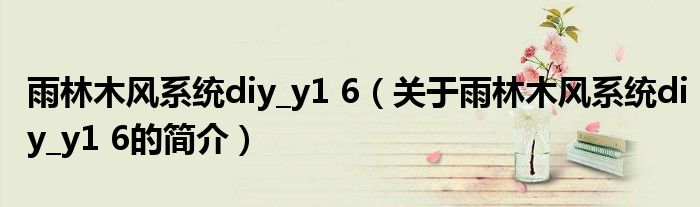 雨林木風(fēng)系統(tǒng)diy_y1 6（關(guān)于雨林木風(fēng)系統(tǒng)diy_y1 6的簡介）