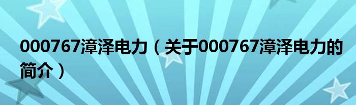 000767漳澤電力（關(guān)于000767漳澤電力的簡(jiǎn)介）