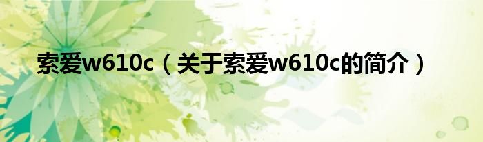 索愛(ài)w610c（關(guān)于索愛(ài)w610c的簡(jiǎn)介）