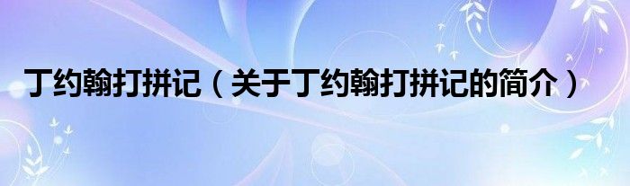 丁約翰打拼記（關(guān)于丁約翰打拼記的簡介）