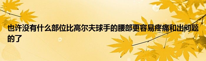 也許沒(méi)有什么部位比高爾夫球手的腰部更容易疼痛和出問(wèn)題的了