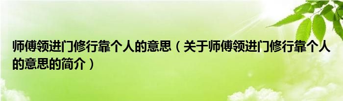 師傅領(lǐng)進(jìn)門修行靠個(gè)人的意思（關(guān)于師傅領(lǐng)進(jìn)門修行靠個(gè)人的意思的簡(jiǎn)介）