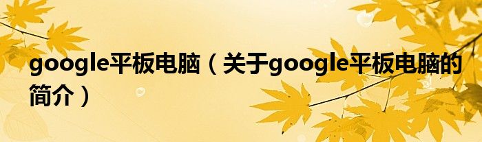 google平板電腦（關(guān)于google平板電腦的簡介）