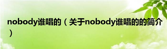 nobody誰(shuí)唱的（關(guān)于nobody誰(shuí)唱的的簡(jiǎn)介）