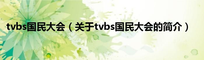 tvbs國民大會（關于tvbs國民大會的簡介）