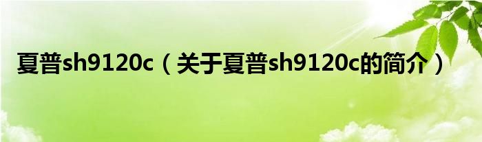 夏普sh9120c（關(guān)于夏普sh9120c的簡介）