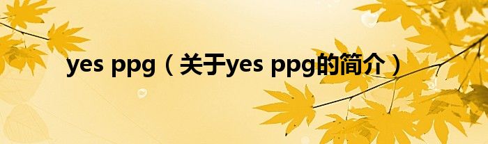 yes ppg（關(guān)于yes ppg的簡(jiǎn)介）