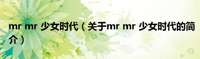 mr mr 少女時代（關(guān)于mr mr 少女時代的簡介）