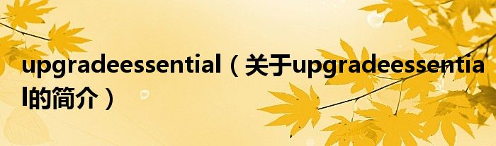 upgradeessential（關(guān)于upgradeessential的簡介）