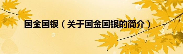 國(guó)金國(guó)銀（關(guān)于國(guó)金國(guó)銀的簡(jiǎn)介）