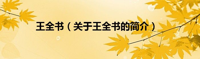 王全書(shū)（關(guān)于王全書(shū)的簡(jiǎn)介）