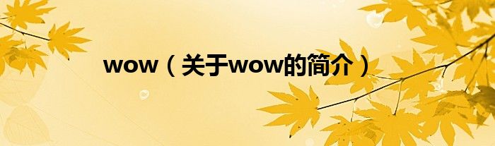 wow（關(guān)于wow的簡介）