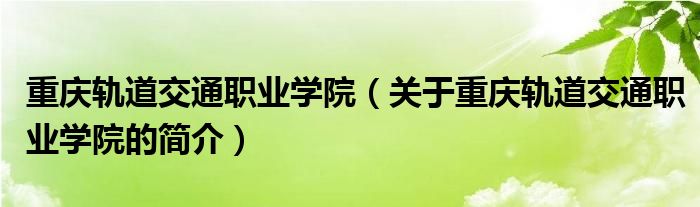 重慶軌道交通職業(yè)學(xué)院（關(guān)于重慶軌道交通職業(yè)學(xué)院的簡(jiǎn)介）