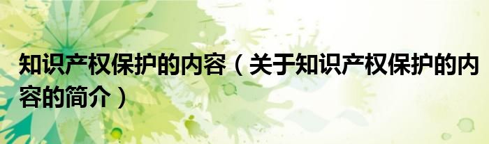 知識產(chǎn)權(quán)保護的內(nèi)容（關(guān)于知識產(chǎn)權(quán)保護的內(nèi)容的簡介）